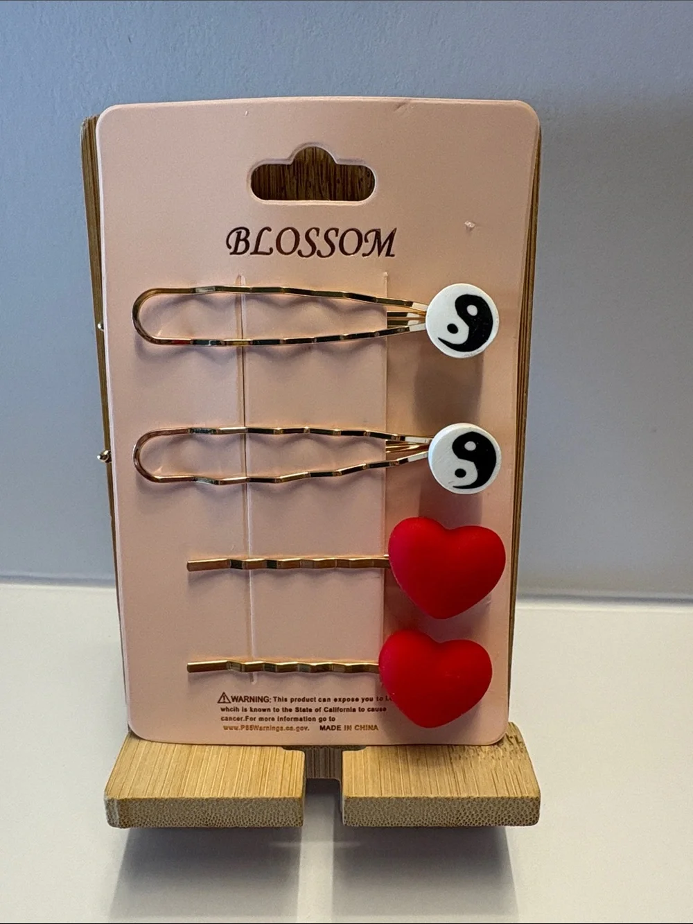 Blossom Kids Yin Yang & Red Heart Hair Clip Set